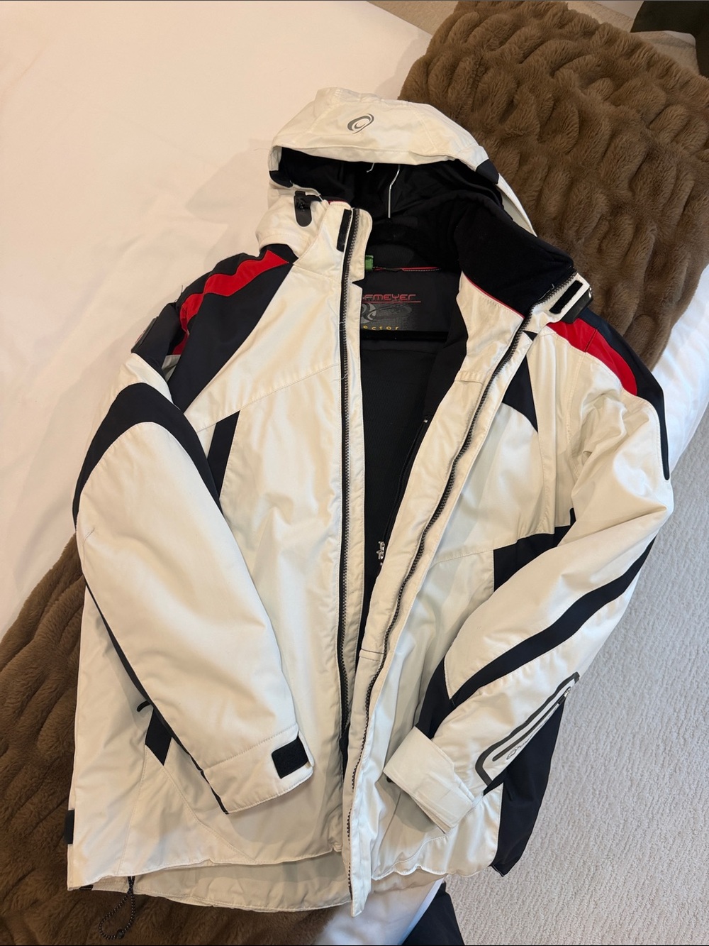 Obermeyer White, Black & Red Men's Ski Shell Jacket